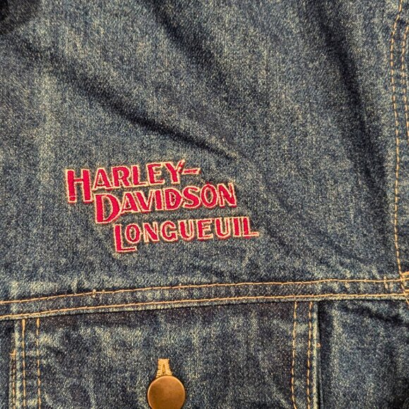 SOLD Vintage Denim Jacket Harley Davidson Longueuil Size XL Men - Picture 5 of 6